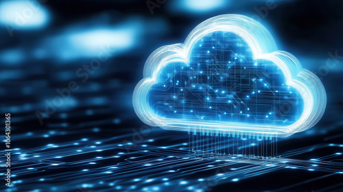 Wallpaper Mural Abstract representation of cloud computing with glowing circuits and data flow, symbolizing AI safeguarding digital information and connectivity Torontodigital.ca