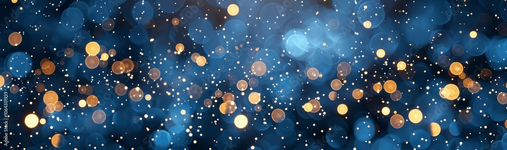 Magical Dark Blue Background with Sparkling Bokeh Lights and Snowflakes for Festive Celebrations Magical Dark Blue Background with Sparkling Bokeh Lights and Snowflakes for Festive Celebrations