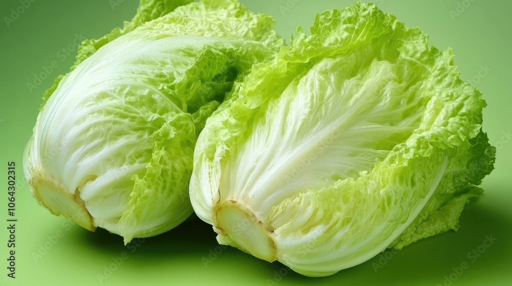 Fresh Green Cabbage Heads on Light Background Fresh Green Cabbage Heads on Light Background