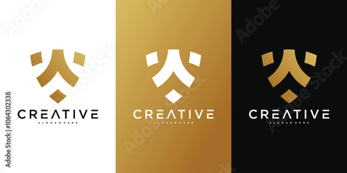 Shield logo template, modern creative concapt design. Premium Vector