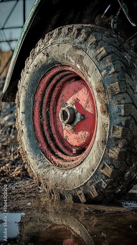 Muddy Tire Close-Up: Off-Road Adventure Muddy Tire Close-Up: Off-Road Adventure