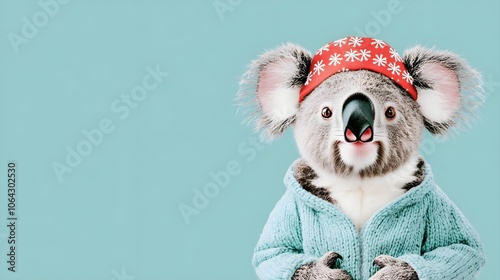 Cute Koala Wearing Knitted Sweater photo