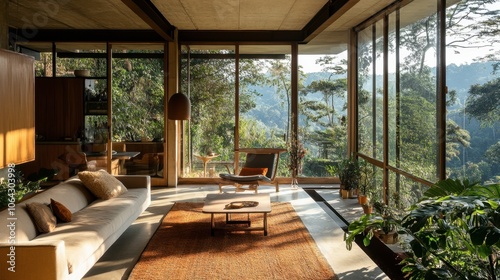 Modern Interior with Natural Landscape View