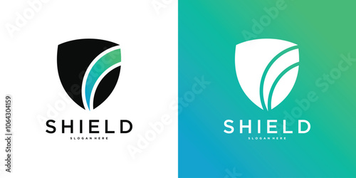Shield logo template, modern creative concapt design. Premium Vector