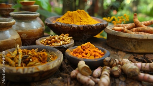 Fototapeta Naklejka Na Ścianę i Meble -  Ayurvedic Daruharidra - Daru haldi or tree turmeric isolated over white background. 
