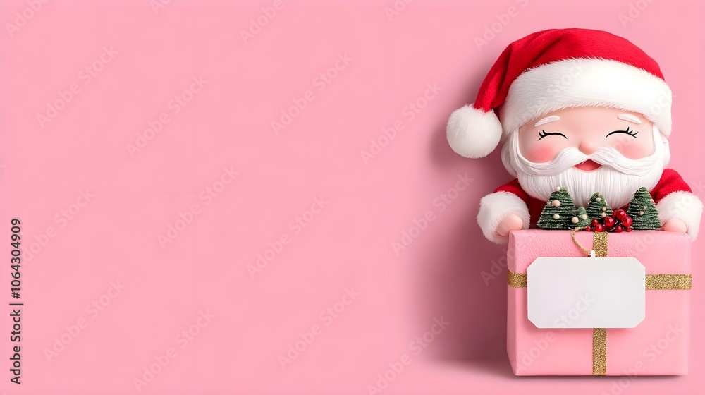 Santa Gift Box Pink Background Santa Gift Box Pink Background