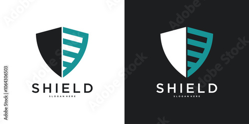 Shield logo template, modern creative concapt design. Premium Vector