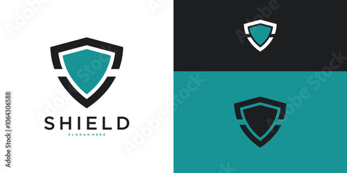 Shield logo template, modern creative concapt design. Premium Vector