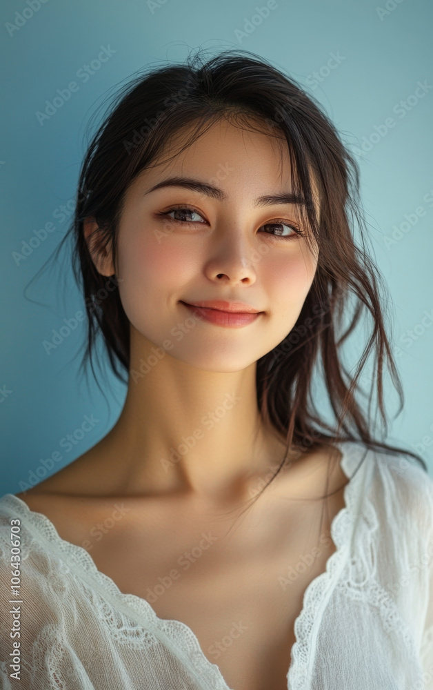 Smiling Asian Woman with Gentle Expression Smiling Asian Woman with Gentle Expression