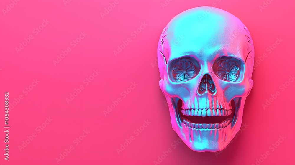 Vivid glowing sugar skull with intricate floral designs and vibrant colors on a stunning backdrop. Sugar Skull-themed in Luminous Colours Concept Vivid glowing sugar skull with intricate floral designs and vibrant colors on a stunning backdrop. Sugar Skull-themed in Luminous Colours Concept