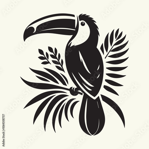 toucan bird silhouette vector icon, toucan bird logo black and white