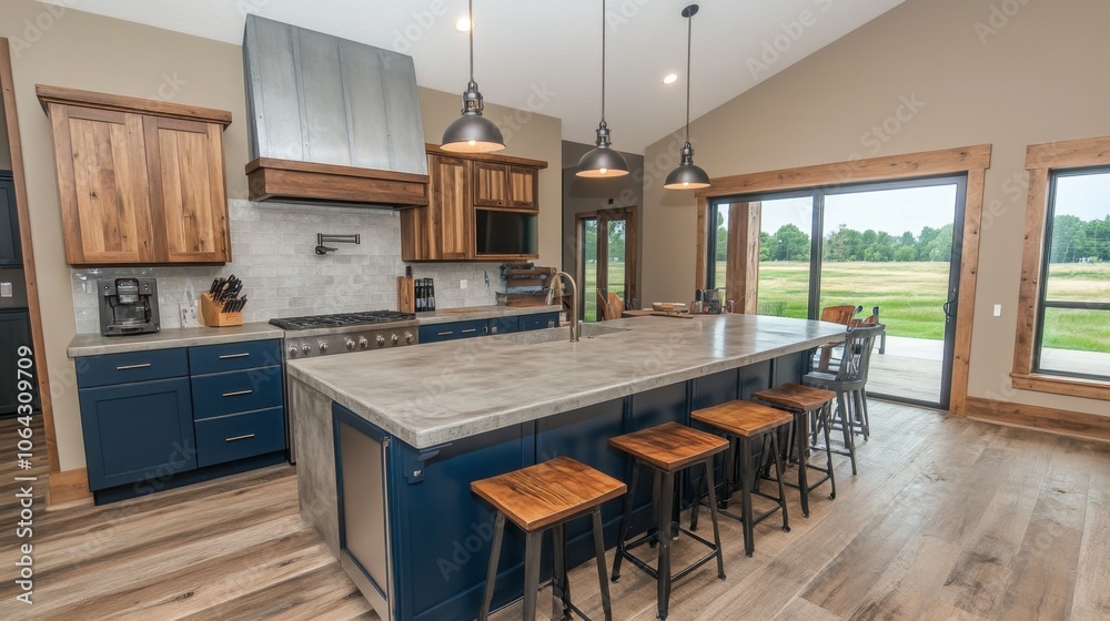Modern Kitchen with Island and Natural Light