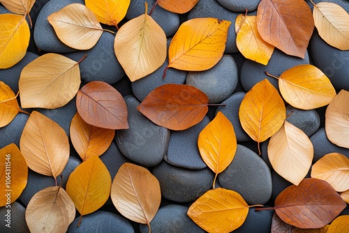 A black and orange leafy background with a few leaves scattered around photo