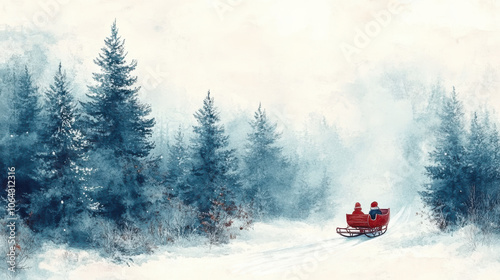 serene sleigh ride through snowy forest evokes sense of tranquility and joy