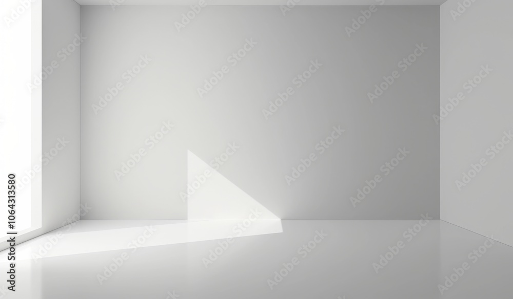 Fototapeta premium White empty studio background with soft light and shadows, clean minimalist design for presentation or creative projects.
