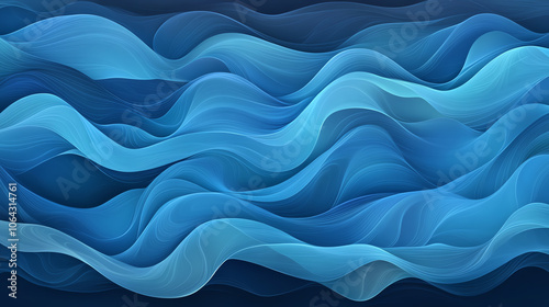 Abstract blue wave design with smooth flowing lines, perfect for backgrounds or modern graphic use.