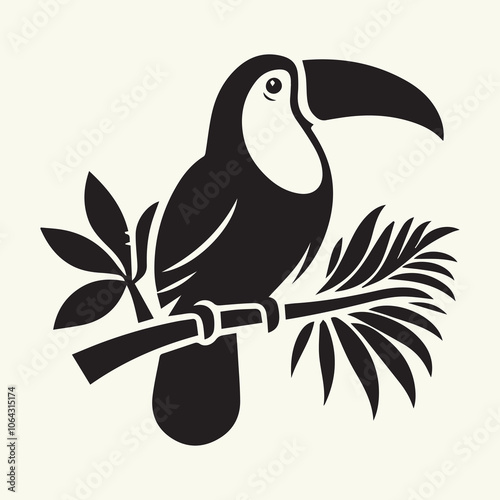 toucan bird silhouette vector icon, toucan bird logo black and white