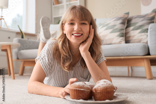 Young woman with tasty muff...