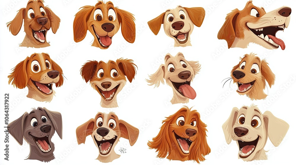 Obraz premium Joyful Dog Faces in Various Expressions and Breeds