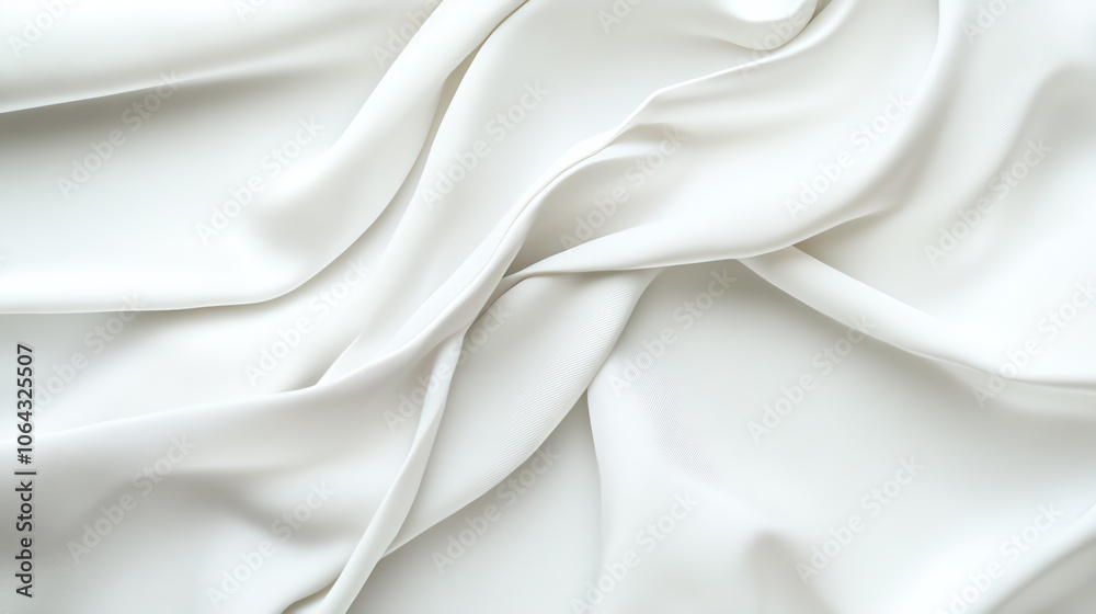 Fototapeta premium Elegant white silk fabric with smooth, flowing texture, perfect for backgrounds and fashion designs.