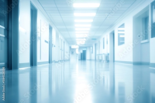 A serene corridor scene in a hospital setting.