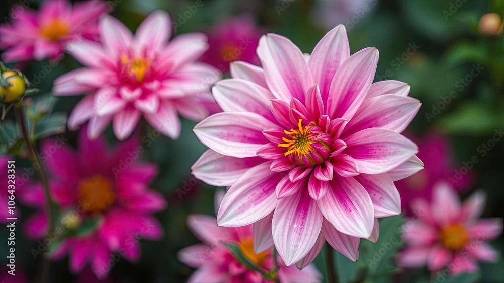 Close-up of water droplet on vibrant dahlia flower petal, shallow focus, flower, dahlia Close-up of water droplet on vibrant dahlia flower petal, shallow focus, flower, dahlia