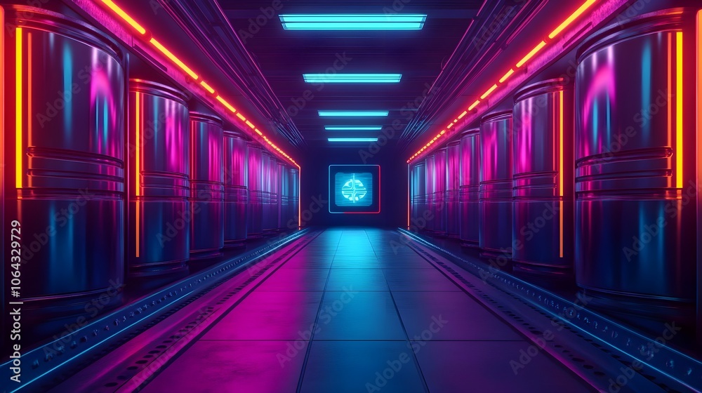 Fototapeta premium Neon Futuristic Corridor