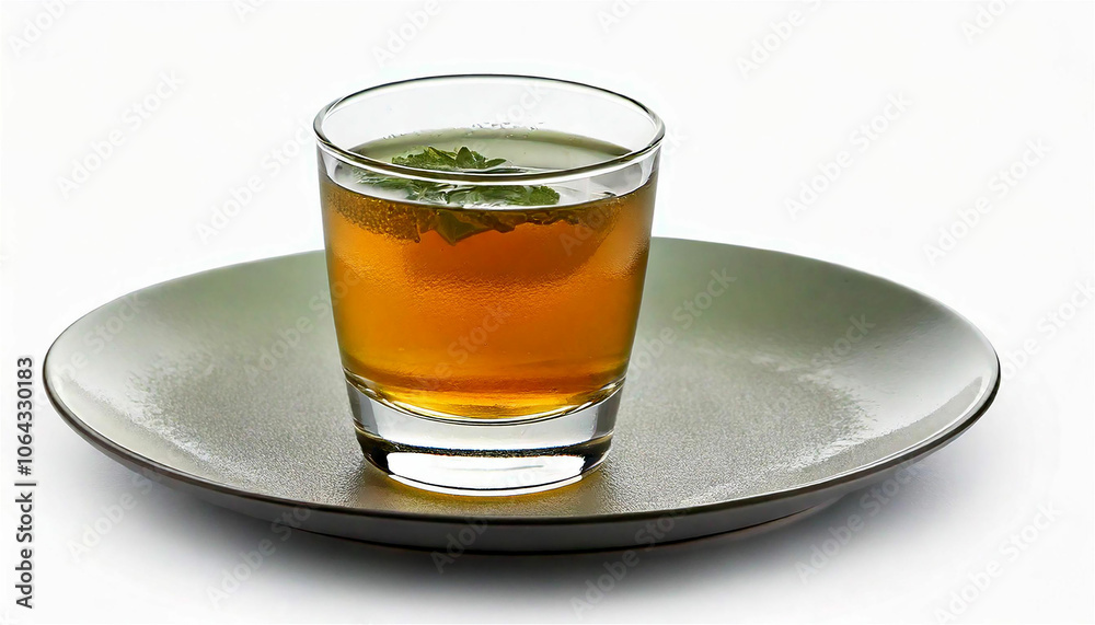 Green tea herb tea in a glass Green tea herb tea in a glass