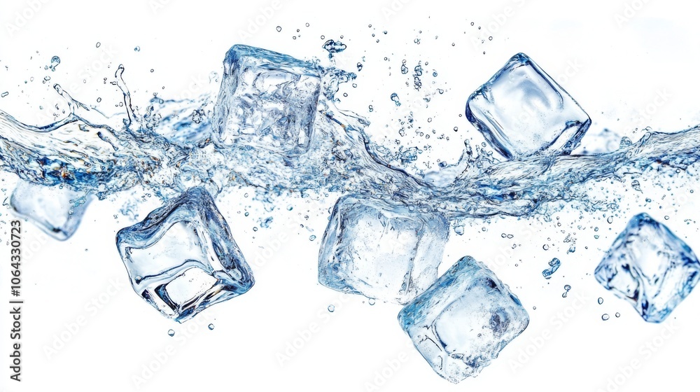 Experience the chill of summer with lively splashes from ice cubes. Experience the chill of summer with lively splashes from ice cubes.