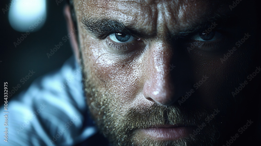 Determined Athlete Close Up Portrait with Stadium Background Determined Athlete Close Up Portrait with Stadium Background