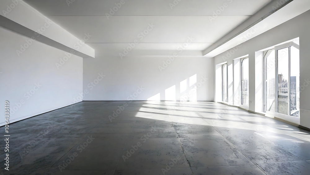 white empty room with shadow window and green plant on white wall luxury background and wooden floor white empty room with shadow window and green plant on white wall luxury background and wooden floor