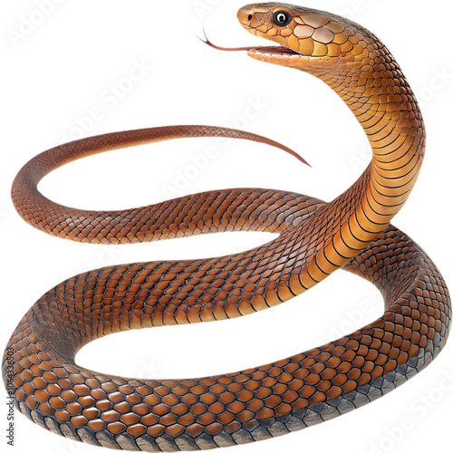  Fierce Coastal Taipan clipart showing its elongated body, sharp fangs, and alert stance.  photo