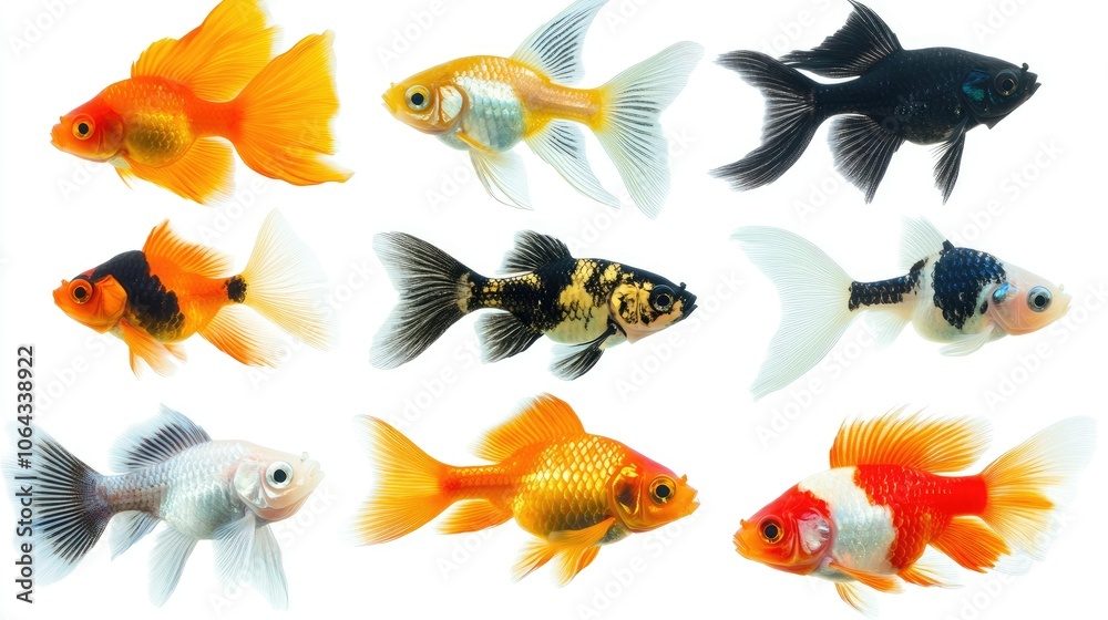 Colorful Variety of Goldfish in Aquatic Display Colorful Variety of Goldfish in Aquatic Display