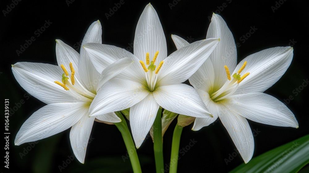 Obraz premium White Lilies Blooming in Soft Light Nature Photography Close up Flower Photography