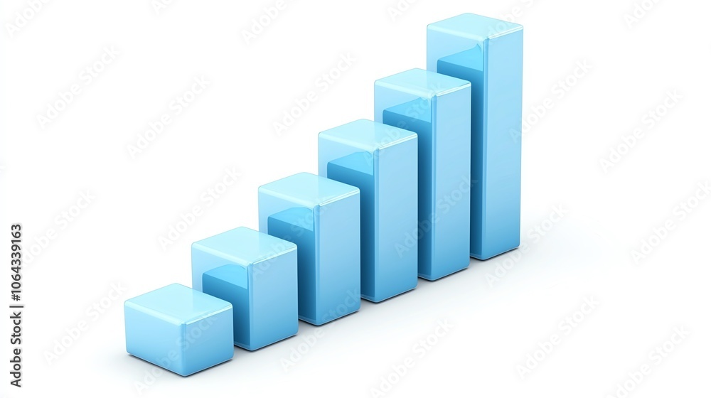 A set of blue bar graphs representing growth and progress, showcasing increasing success and positive financial trends. on a white background A set of blue bar graphs representing growth and progress, showcasing increasing success and positive financial trends. on a white background