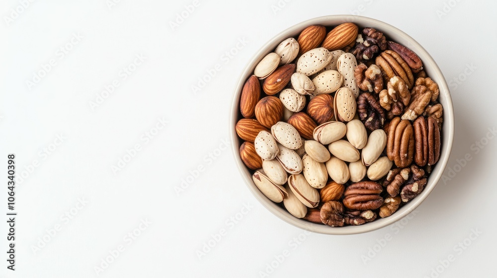 Assorted Nuts in Bowl on White Background Assorted Nuts in Bowl on White Background