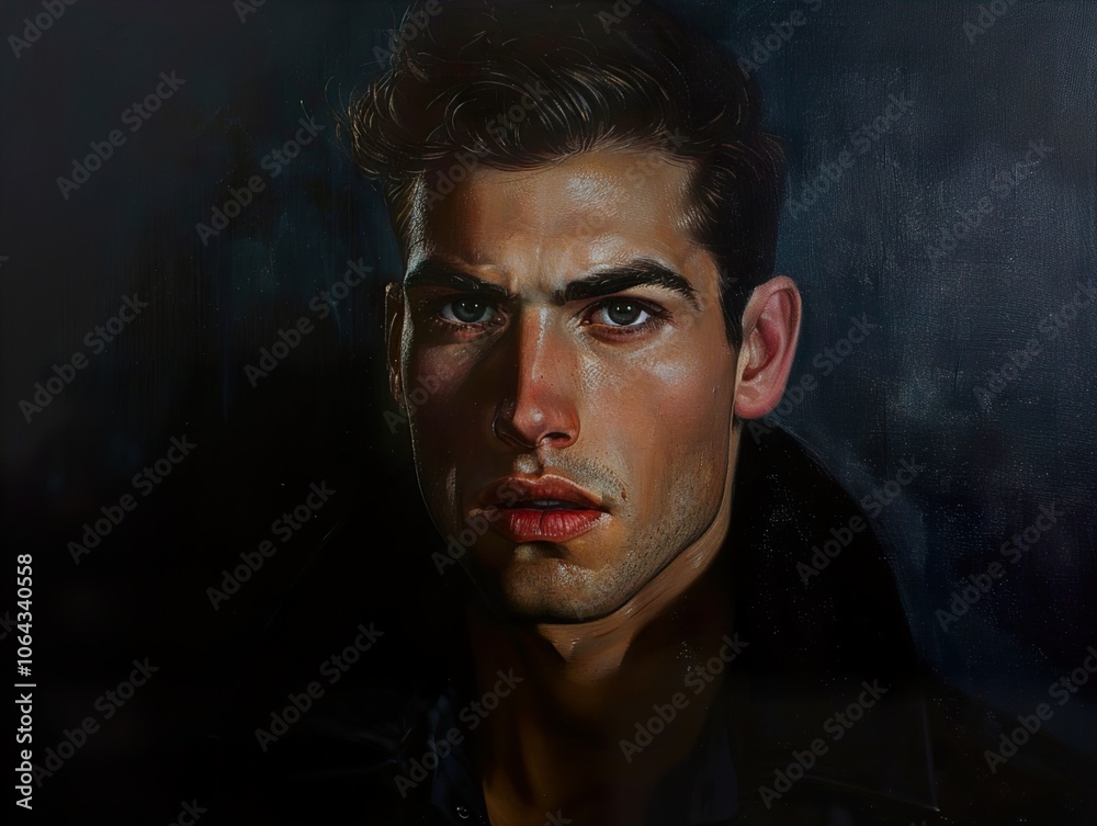 Intense Gaze: A Realistic Portrait of a Young Man Intense Gaze: A Realistic Portrait of a Young Man