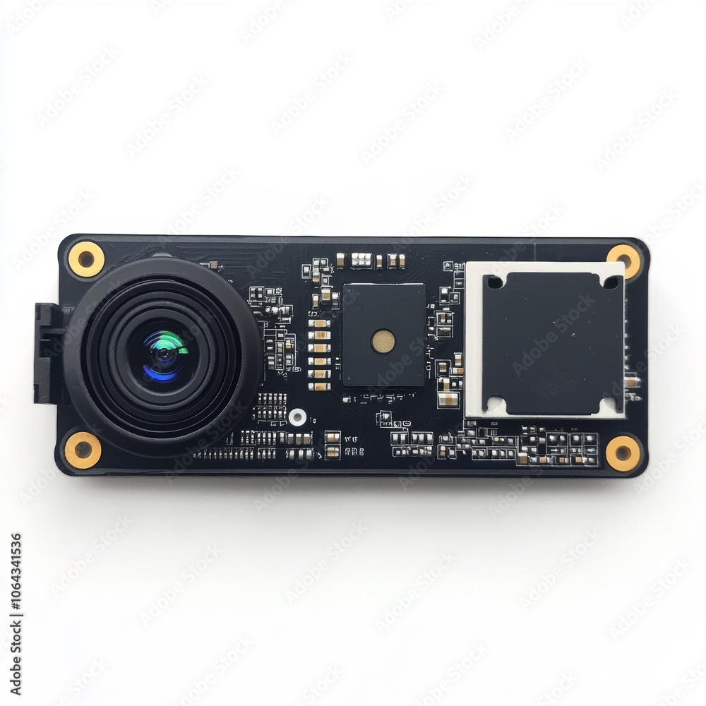 Fototapeta premium Camera module electronic circuit board, white isolate background