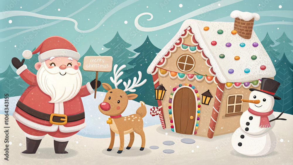 Naklejka premium Santa Claus is holding a sign that says 