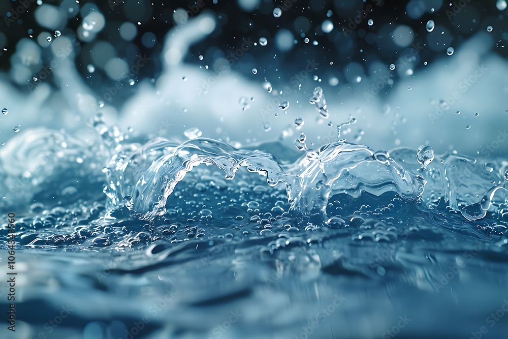 Water splashes on a blue background. Water splashes on a blue background.