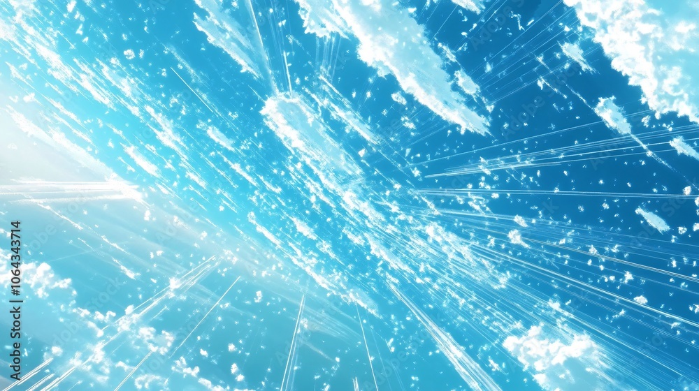Abstract Blue Sky with White Lines and Clouds Abstract Blue Sky with White Lines and Clouds