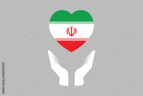 Peace for Iran with flag, Flag of Iran national country symbol illustration Vector, Rectangle Iran flag illustration, Flat vector illustration
