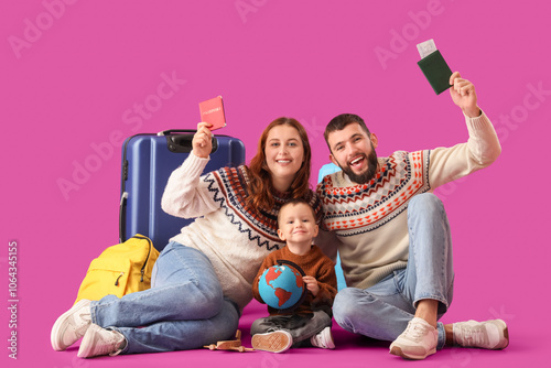 Happy family in winter clot...