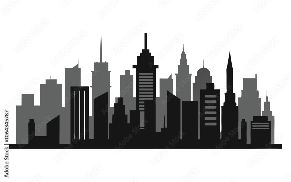 silhouette building city on white background silhouette building city on white background