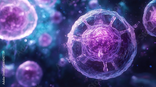 Microscopic View of a Virus - 3D Rendered Science Illustration