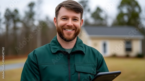 Smiling Manager Overseeing Deliveries Outdoor Setting, Logistics manager sam the mtfk streamlines inbound deliveries with efficient management techniques