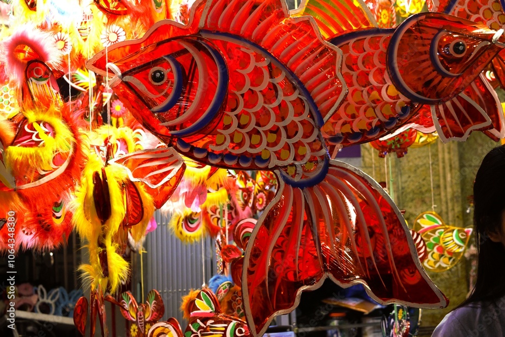 Fototapeta premium Night festival toys in Hanoi, Vietnam in autumn