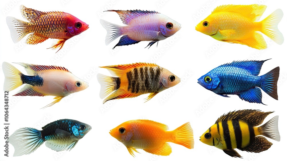 Fototapeta premium Colorful Tropical Fish Collection for Aquatic Enthusiasts