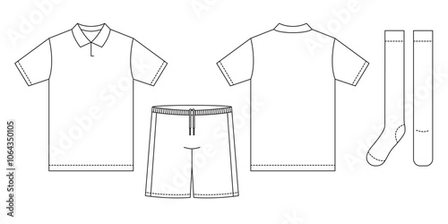 Tshirt jersey mockup outline isolated sport background clothing template tee kit