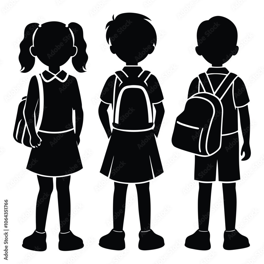 silhouette of school kids back to school illustration silhouette of school kids back to school illustration